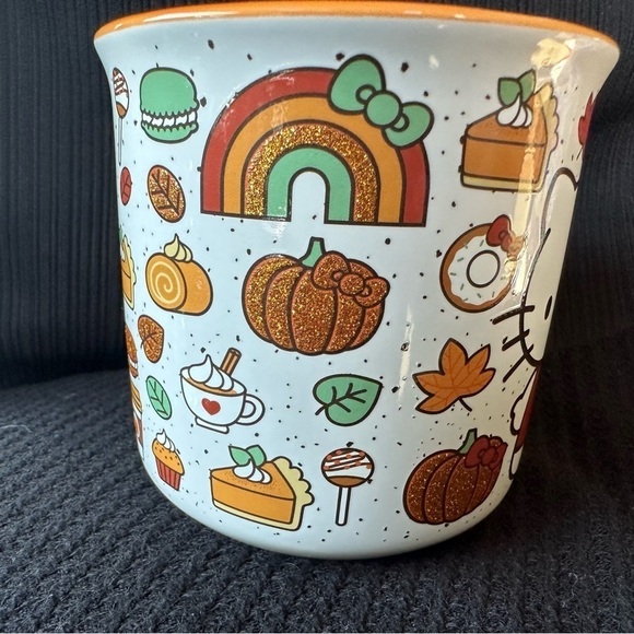 *CLEARANCE* Hello Kitty glitter pumpkin spice fall coffee cup mug set of two - Picture 3 of 6